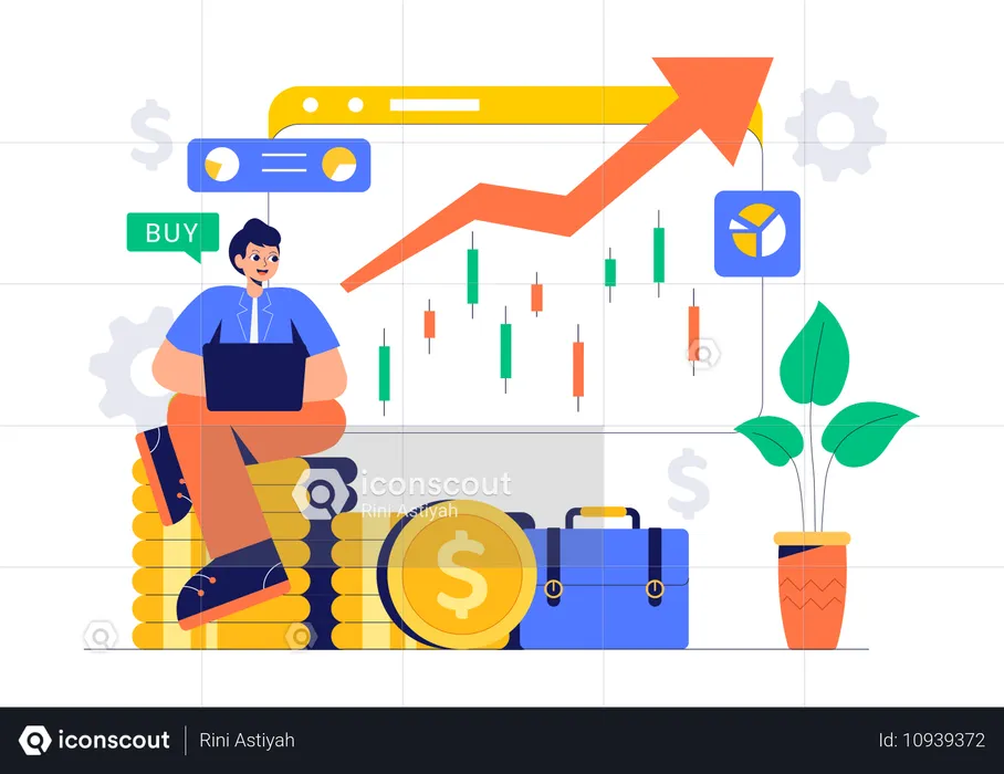 Financial Trader Analyzing Stock Market  Illustration