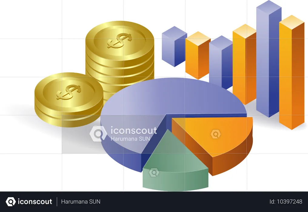 Entwicklung von Geschäftsdiagrammen mit Finanzdaten  Illustration