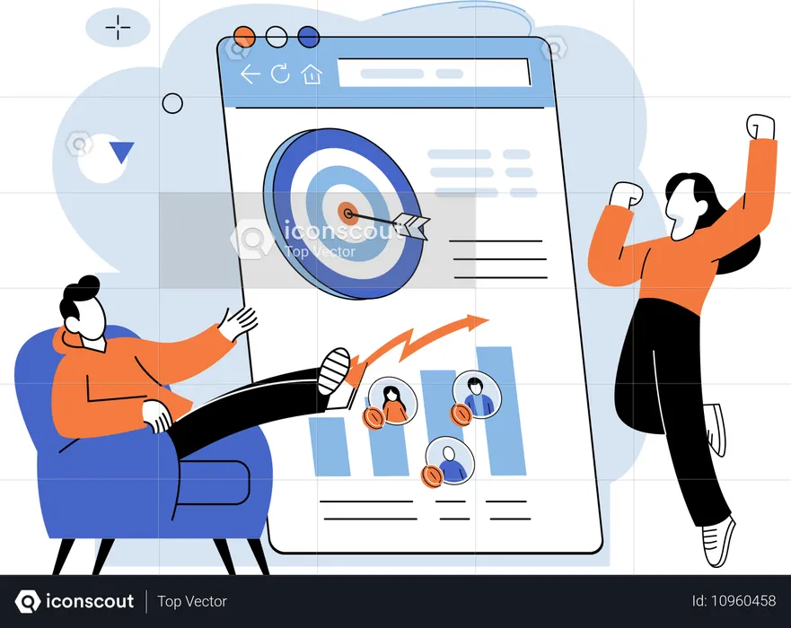 Finanzexperten werten Finanzdaten und Leistungskennzahlen aus  Illustration