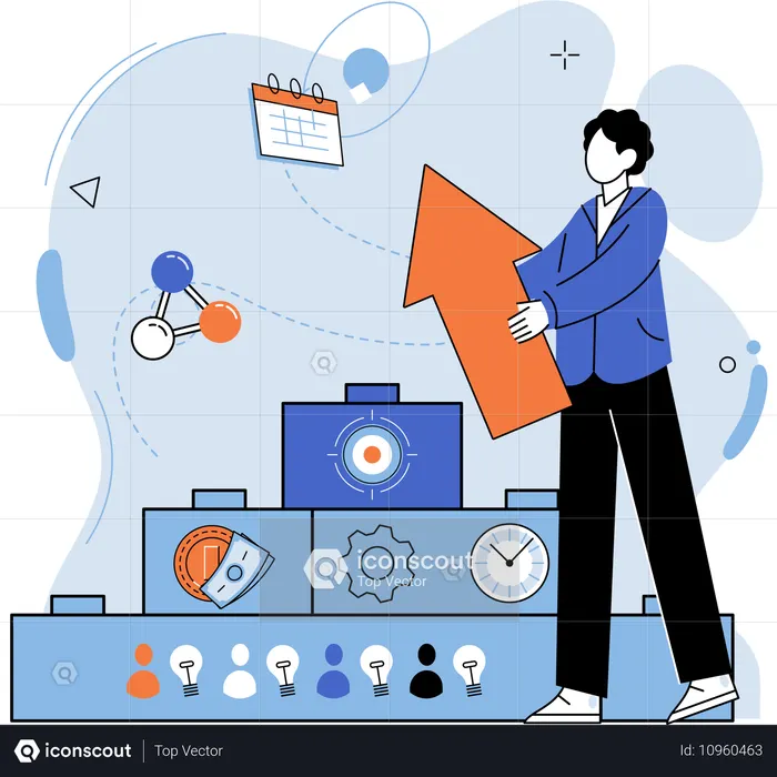 Finanzexperten prognostizieren Markttrends und -entwicklungen präzise  Illustration