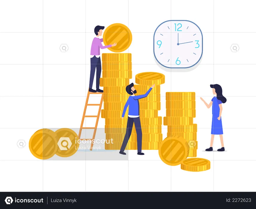 Mitarbeiter des Finanzmanagements analysieren Gewinn und Verlust  Illustration