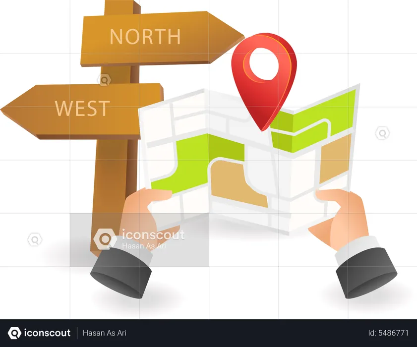 Find Direction Location With Map  Illustration