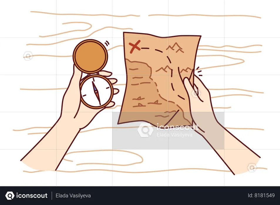 Find directions through compass  Illustration