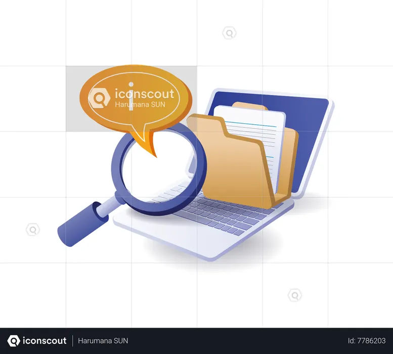 Find information on the data folder on the computer  Illustration