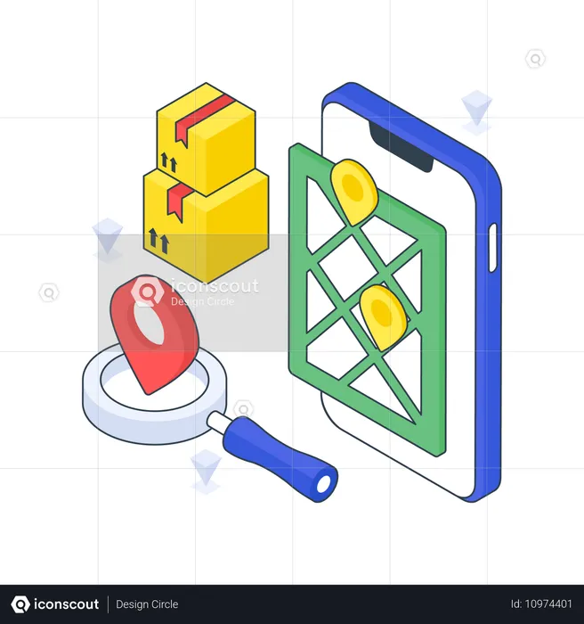 배달 위치 찾기  일러스트레이션