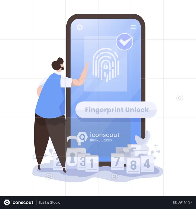 Fingerprint access to unlock screen  Illustration