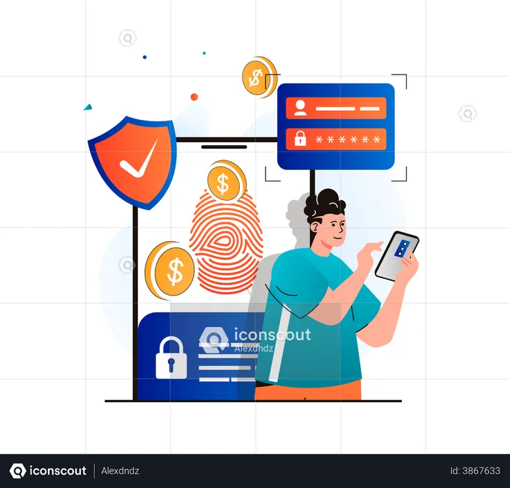 Fingerprint authentication required for payment  Illustration