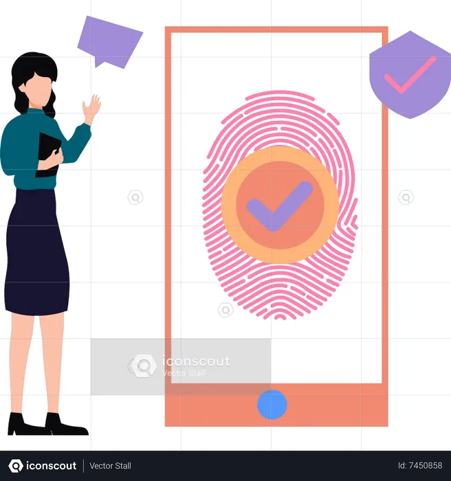 Fingerprint lock is verified  Illustration