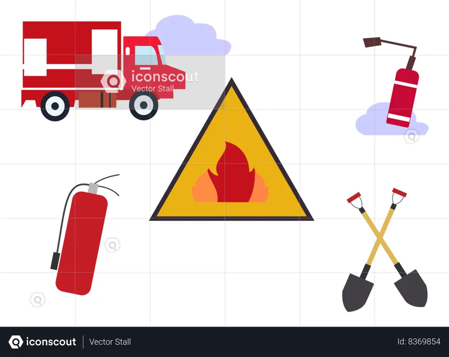 Fire brigade equipment  Illustration