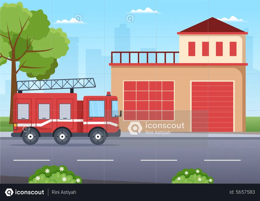 Fire Extinguishing House  Illustration