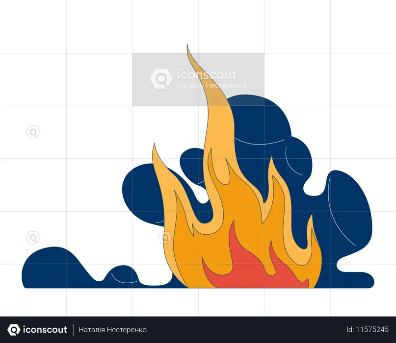 Fire flames with smoke rising  Illustration