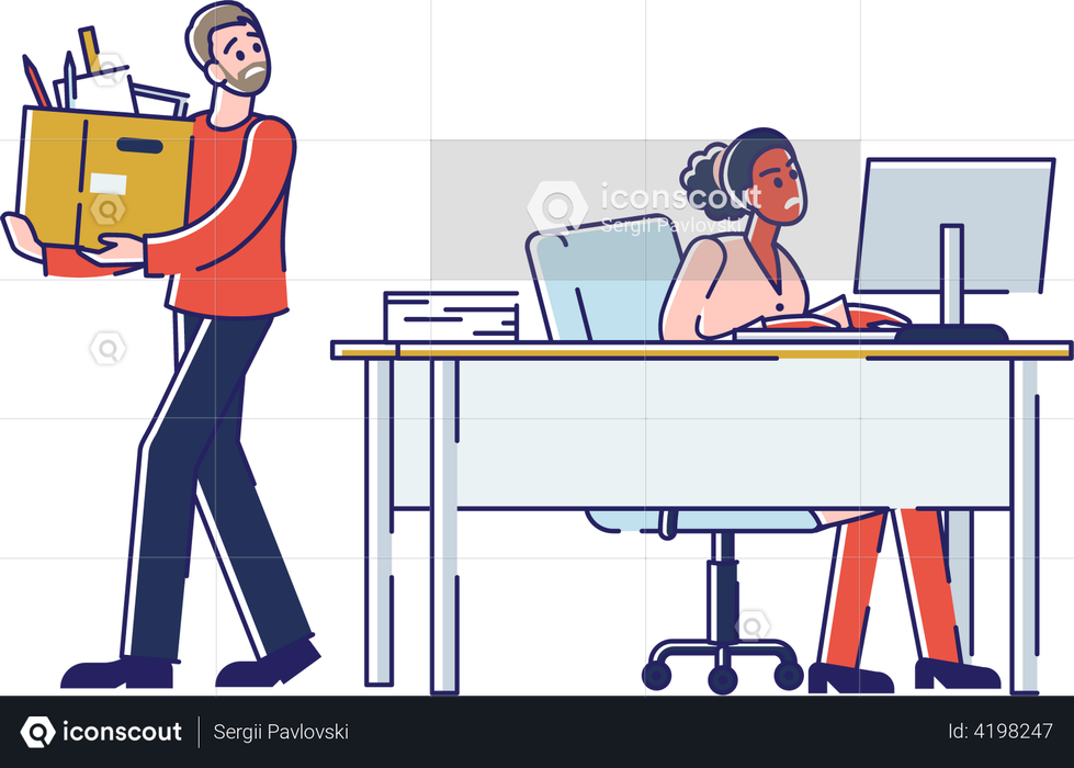 Fired Employee Leaves The Workplace Illustration