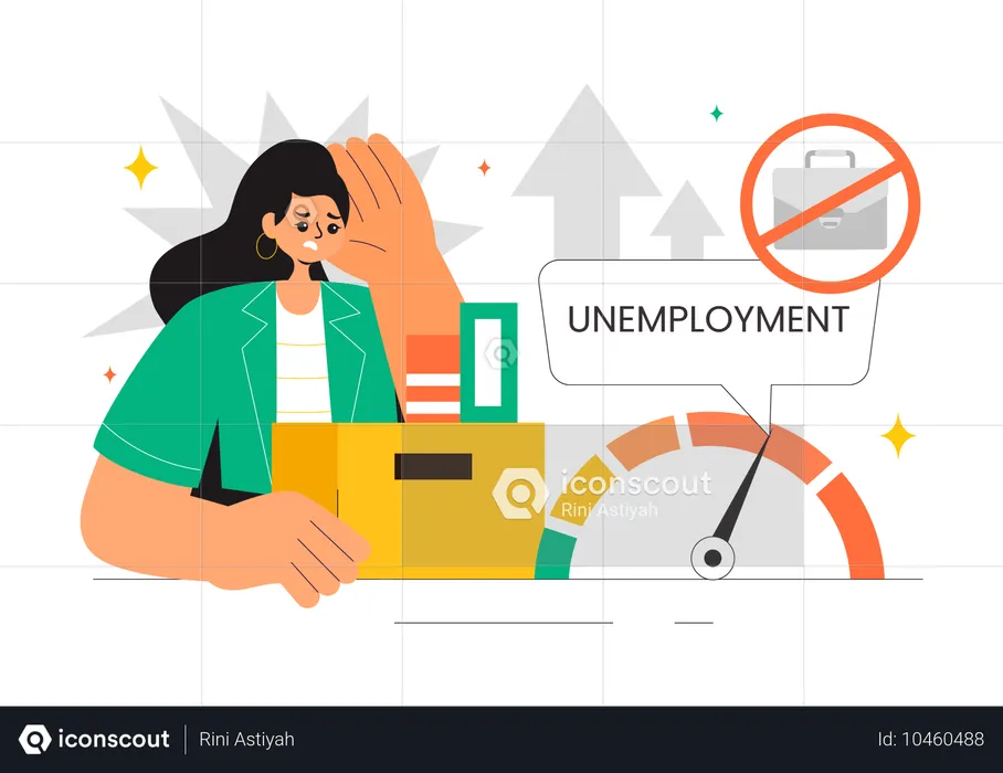 Fired employee with Unemployment Rate  Illustration