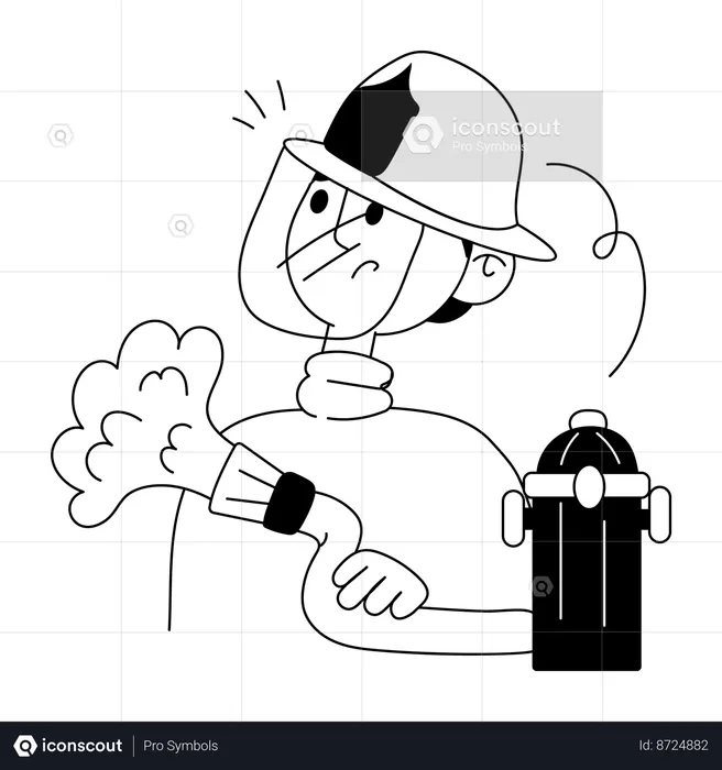 Firefighter extinguishing building fire  Illustration