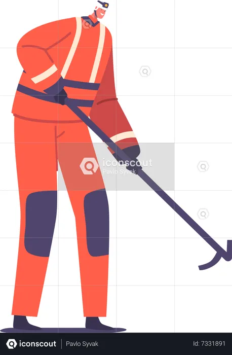 Firefighter Ready To Respond To Emergency With Courage And Determination  Illustration