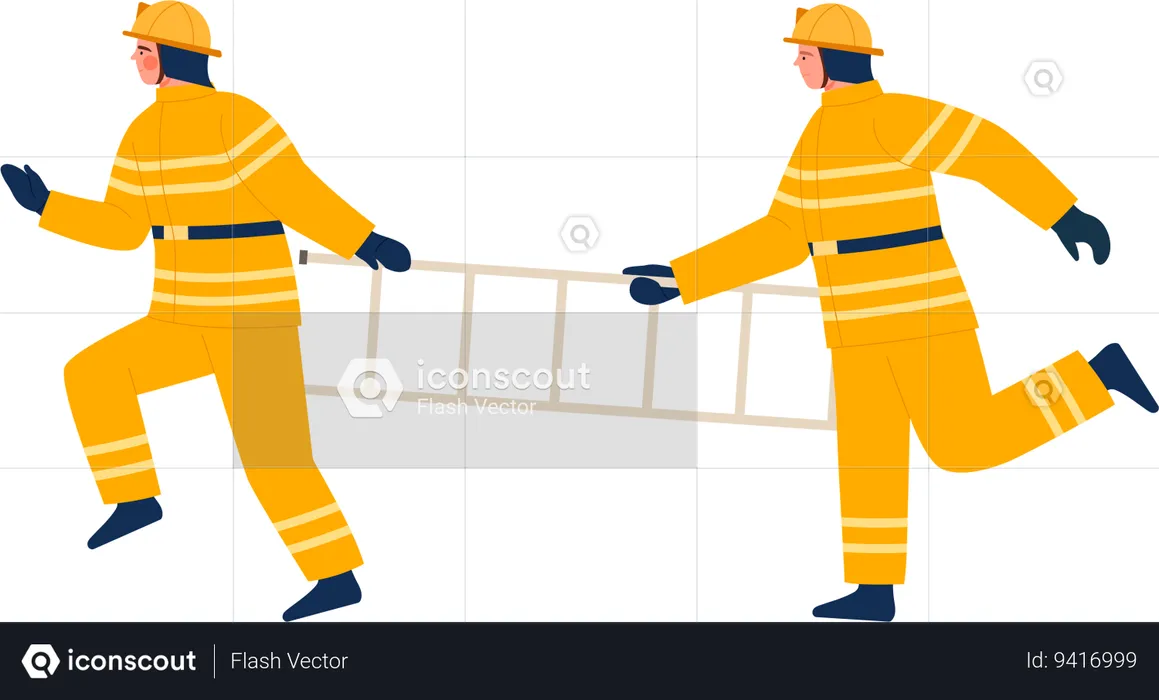Fireman with ladder  Illustration