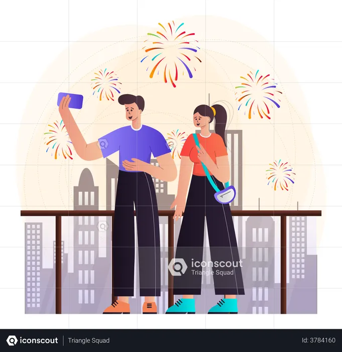 Fireworks On New Year’s Eve  Illustration