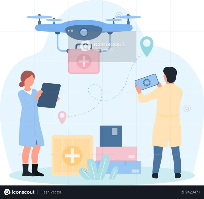 First aid kit drone  Illustration