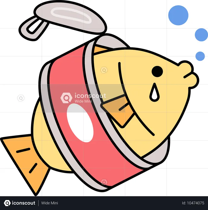 缶の中に閉じ込められた魚  イラスト