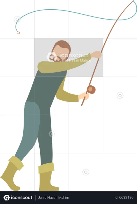 Fisherman with fishing robe  Illustration
