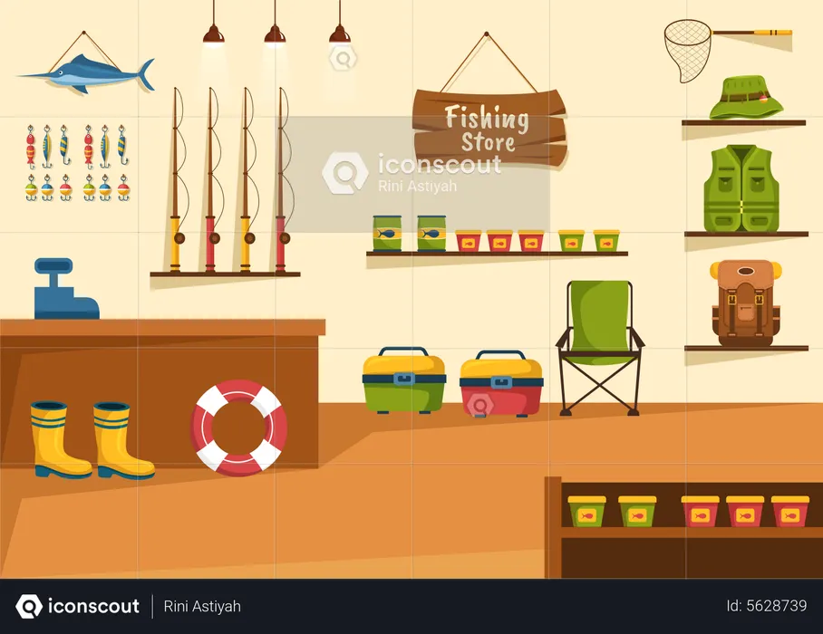 Fishing equipments  Illustration