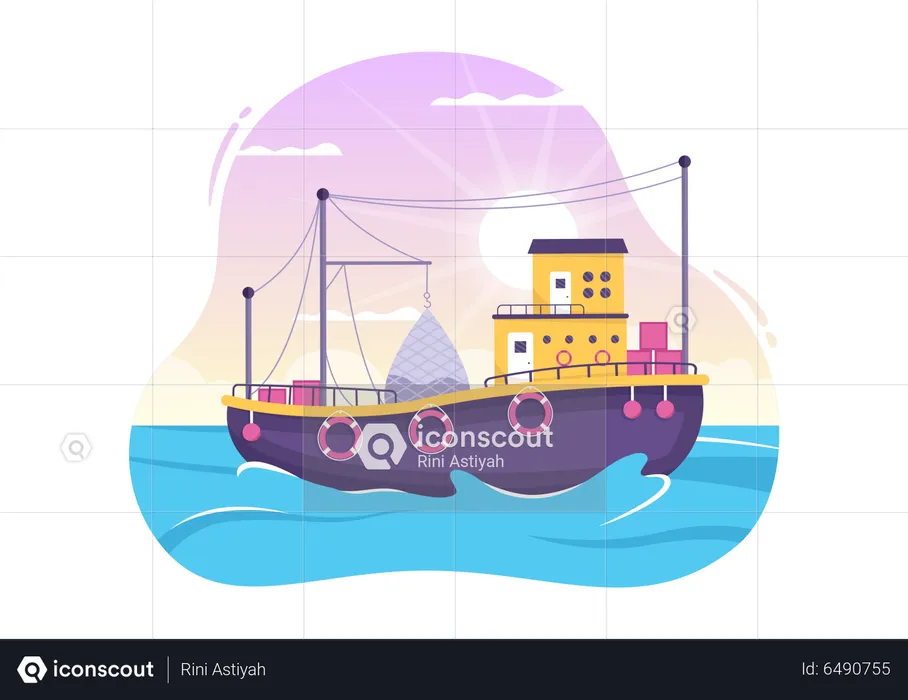 Fishing Ship  Illustration