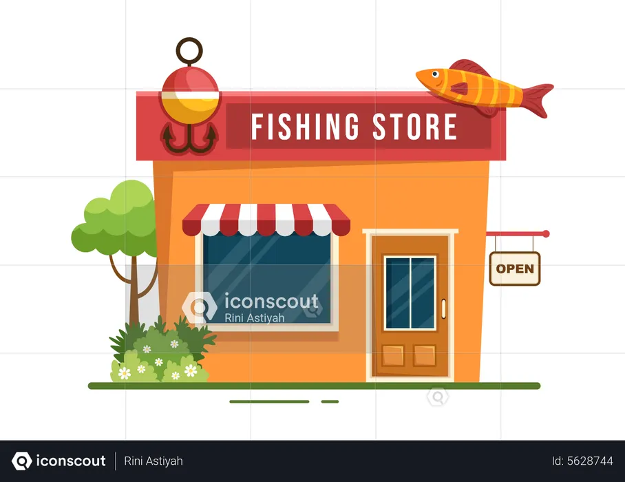 Fishing shop building  Illustration
