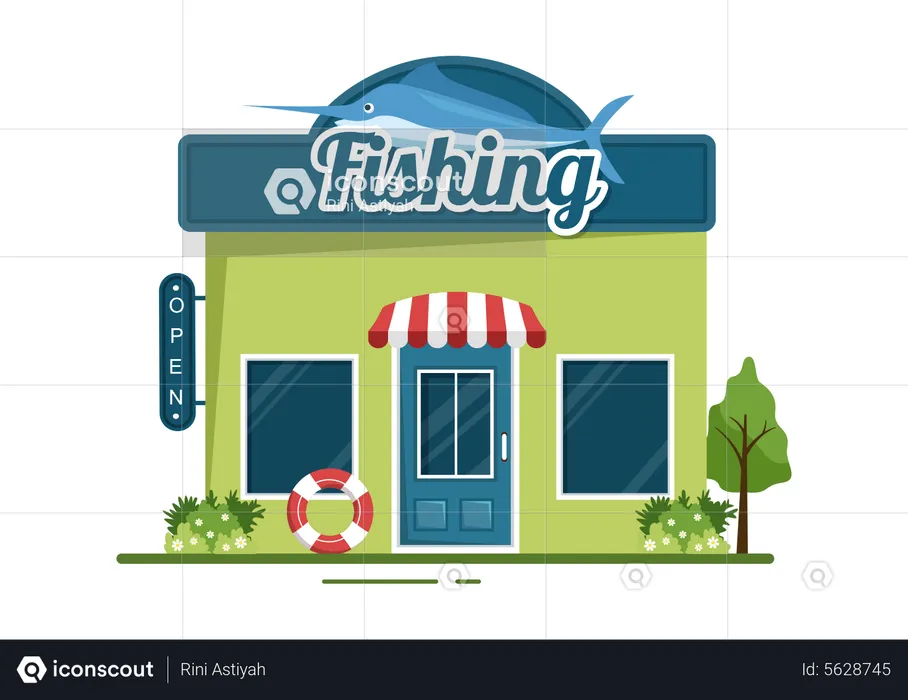 Fishing store building  Illustration