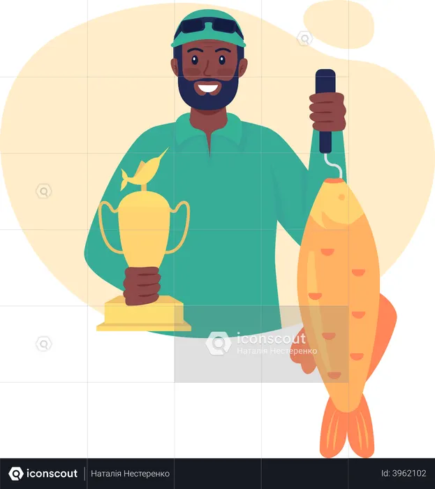 Fishing trophy for catching big fish  Illustration