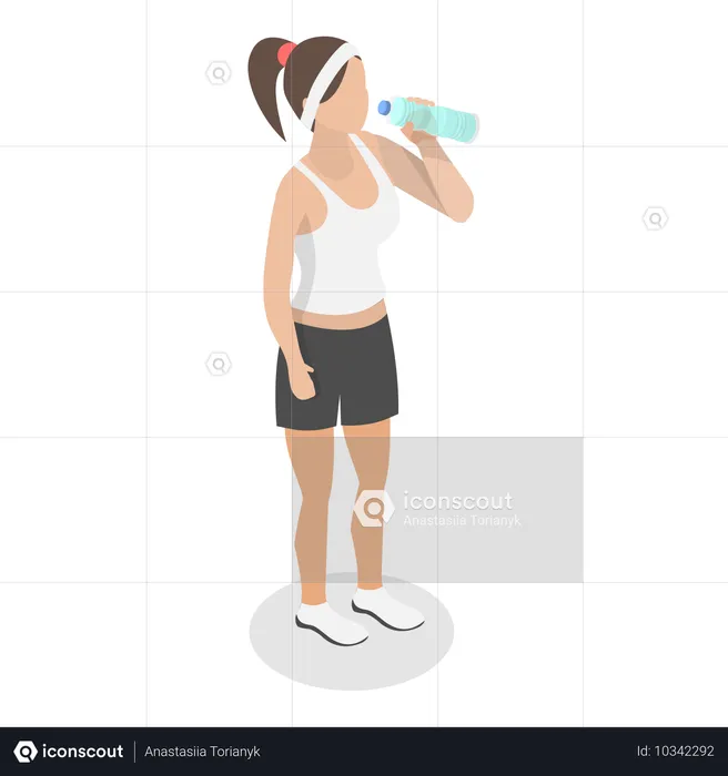 Fit girl drinking water  Illustration