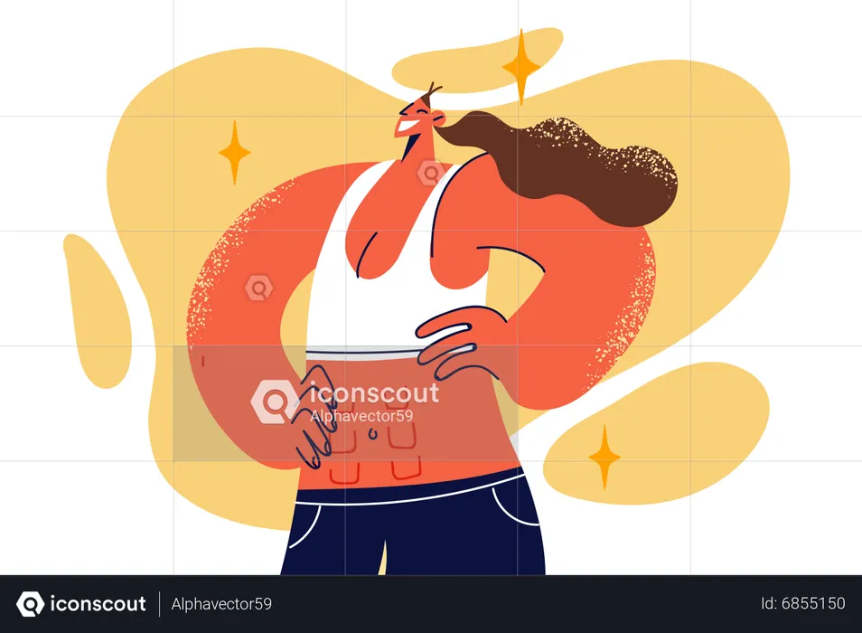 Fit girl with abs  Illustration