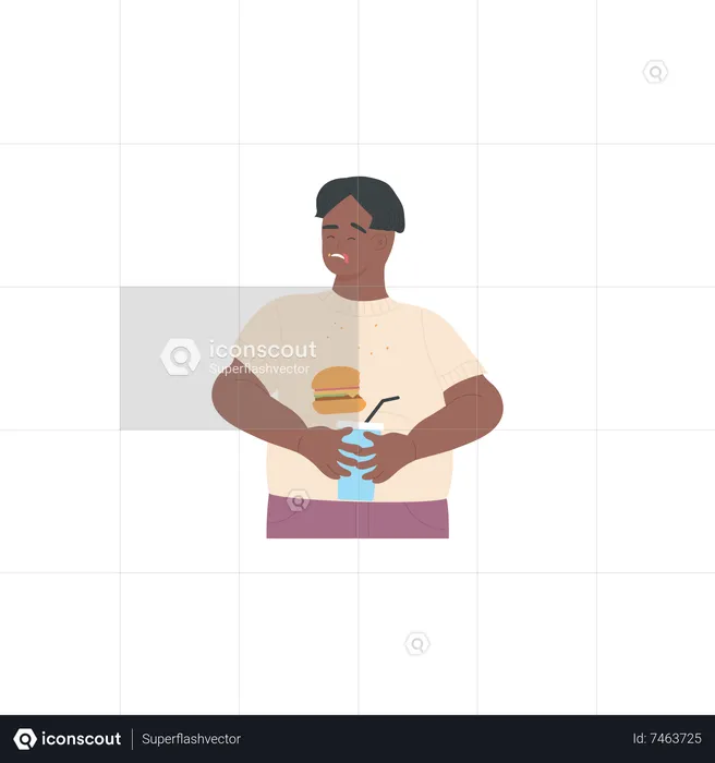 Fit Man feel hungry  Illustration