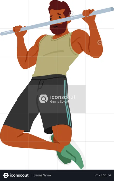 Fit Man performing Chin-ups  Illustration