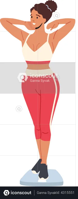 Fit Sexy Woman Wear Sports Suit on Scales  Illustration