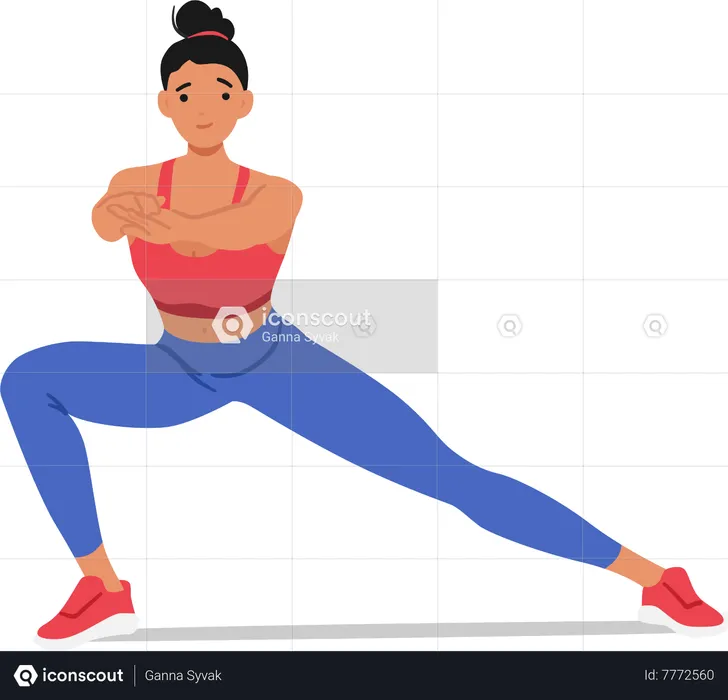 Une femme en forme effectue des fentes  Illustration