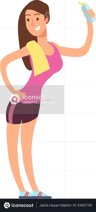 Fit woman holding cream  Illustration