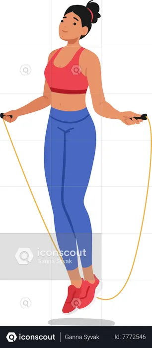 Fit woman jumping rope  Illustration