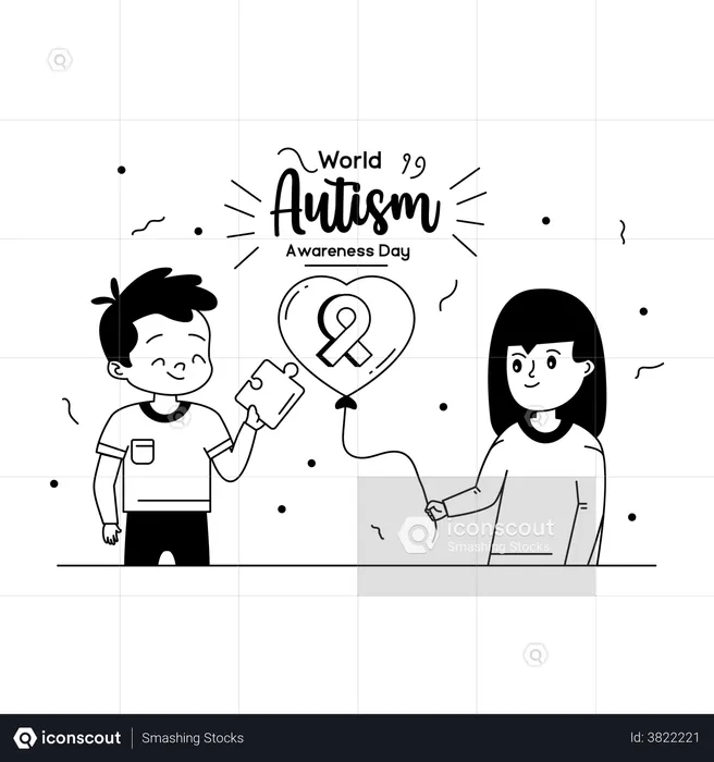 Fita de conscientização do autismo  Ilustração