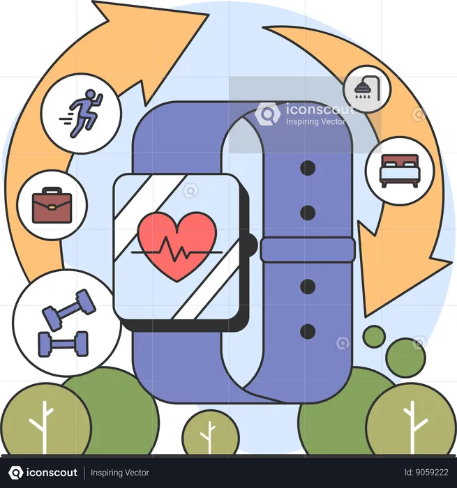 Fitness band with fitness activity  Illustration