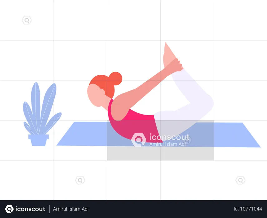 Fitness girl doing Bow Pose  Illustration