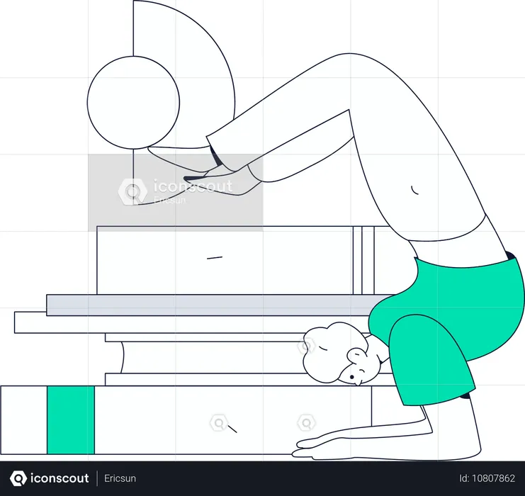 Fitness Girl Doing Hand Stand  Illustration