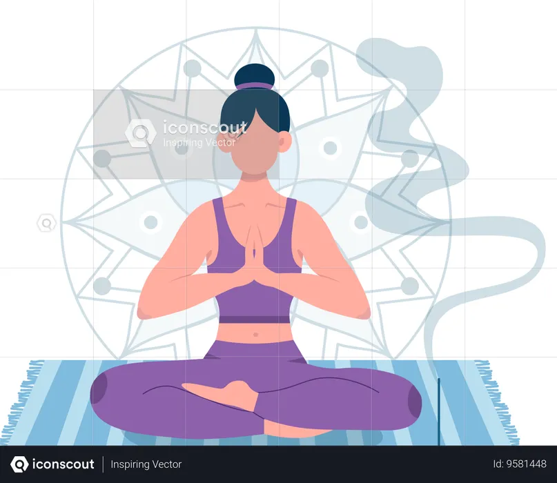 Fitness girl doing morning yoga  Illustration