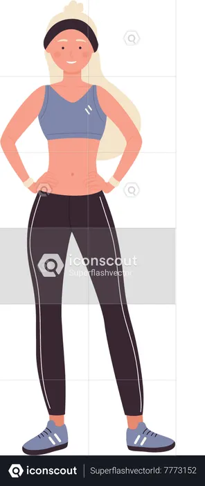 Fitness girl giving standing pose  Illustration