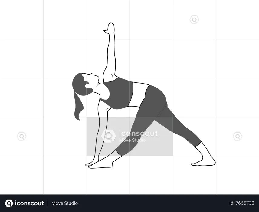 Fitness girl Parivrtta Trikonasana  Illustration