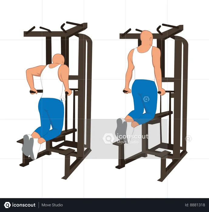 Homem de fitness fazendo treino de tríceps  Ilustração