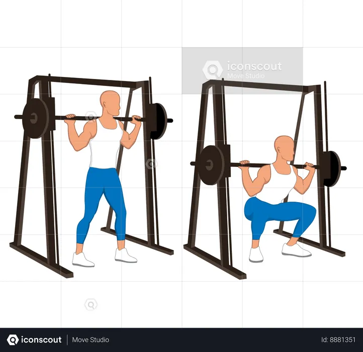 Homme de remise en forme faisant des squats de jambes  Illustration