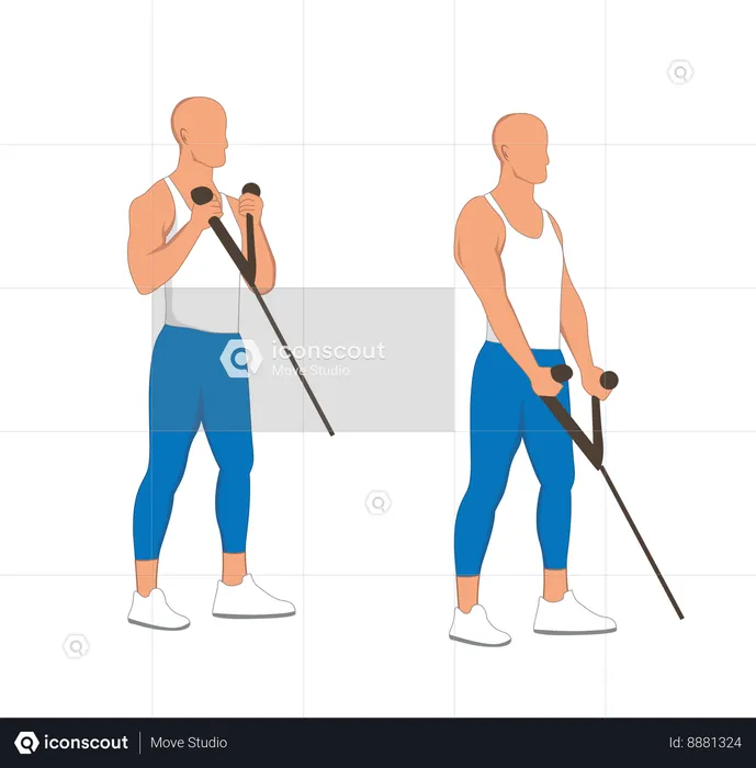 Homme de remise en forme faisant des exercices de câble d'épaule  Illustration