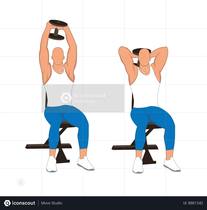 Homme de remise en forme faisant des haltères triceps  Illustration