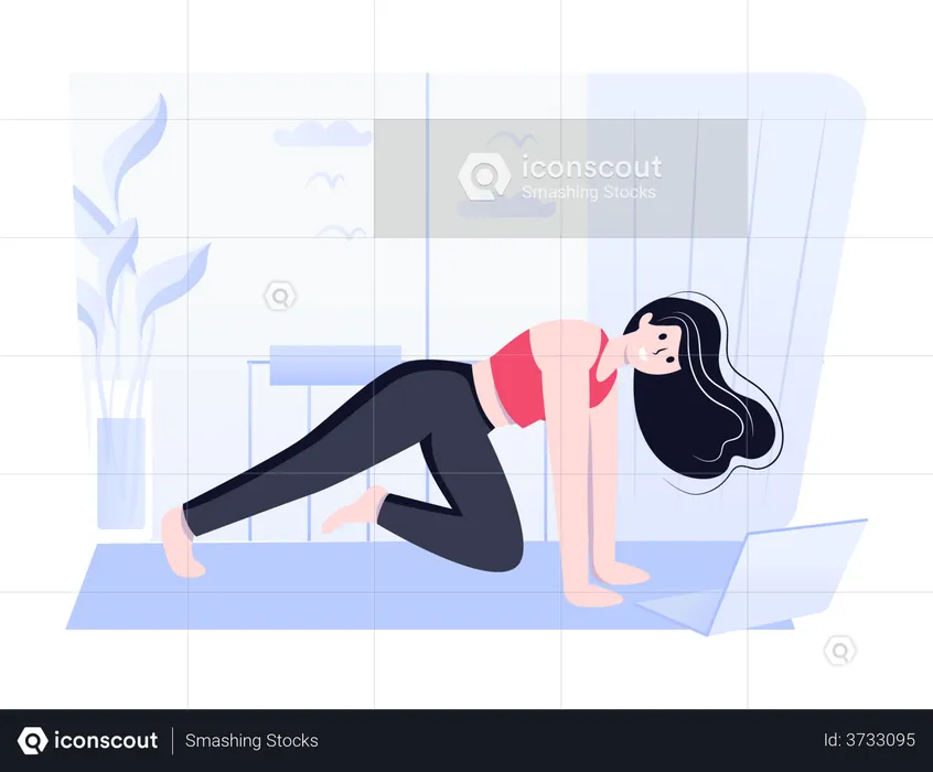 Fitness influencer doing online exercise  Illustration
