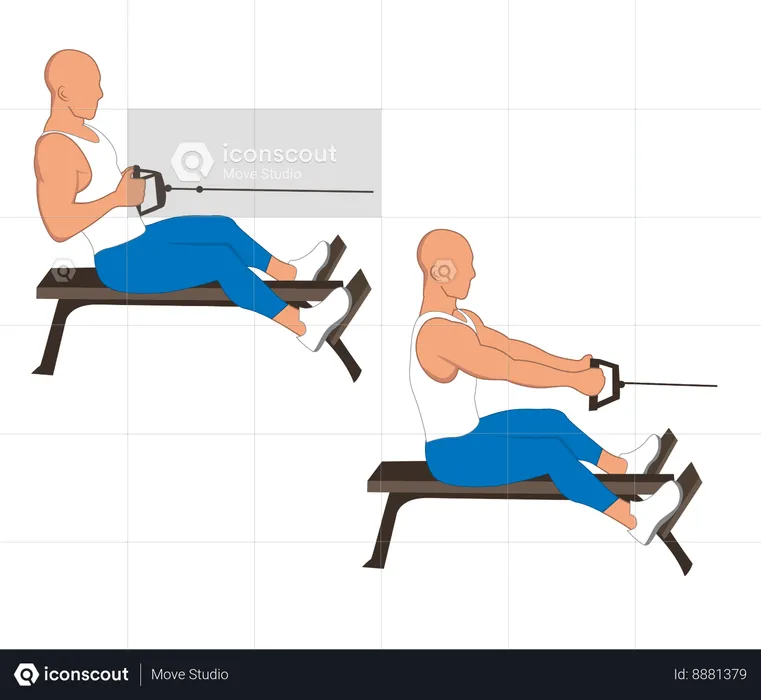 Fitness man doing back extension machine  Illustration